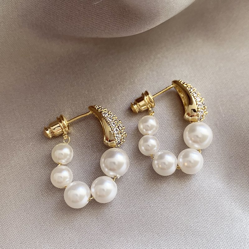 Zircon pearl earrings for women, light luxury, high-end, niche ear buckle 2024 new explosive style earrings, unique earrings