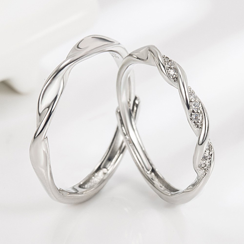 S925 Silver Couple Ring for Men and Women, Fashionable, Personalized, Versatile Ring, Non fading, Adjustable Pair Ring, New Style Ring