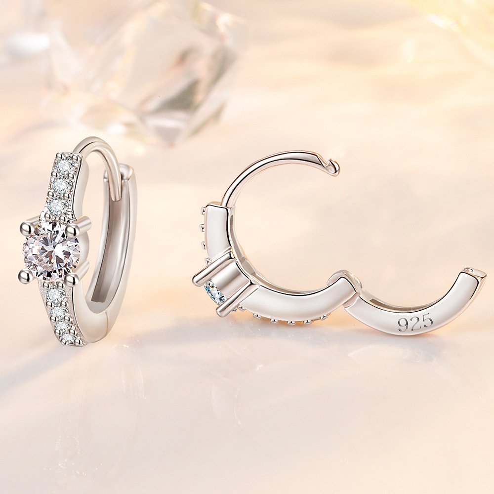 S925 Silver Earrings for Women, Simple Zircon Earrings, Fashionable and Personalized, Compact Earrings, New Earrings, Anti Allergy Accessories