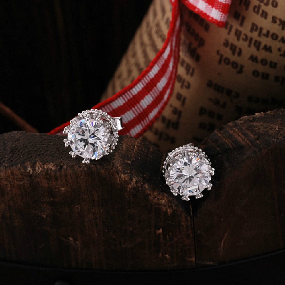 S925 pure silver crown earrings for women, simple and round earrings with personalized anti allergy and non fading tassel earrings