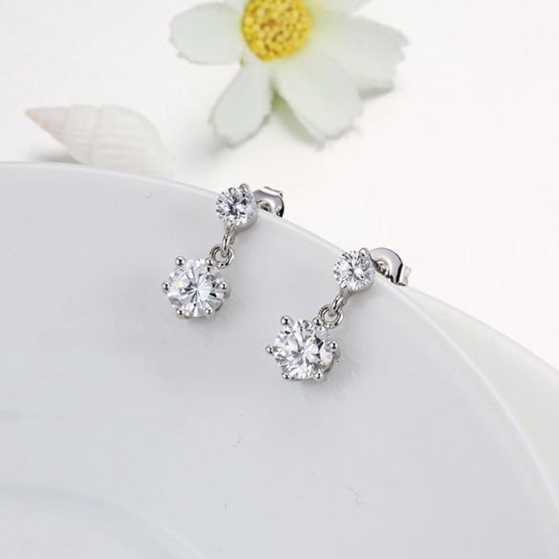 S925 pure silver new zircon earrings for women, simple and mini, compact earrings, anti allergic and non fading earrings