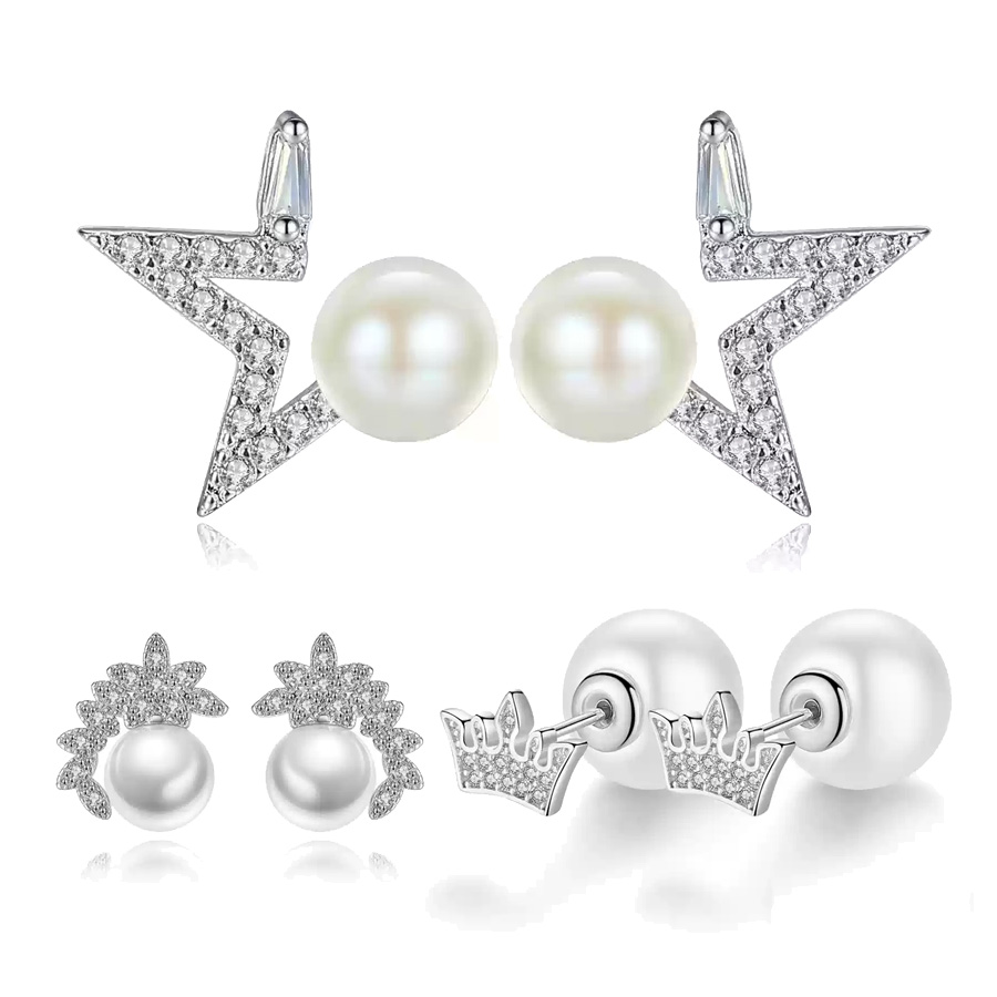 S925 pure silver pearl earrings for women, simple and fashionable pearl earrings, round personalized anti allergic ear buckle, tassel earrings