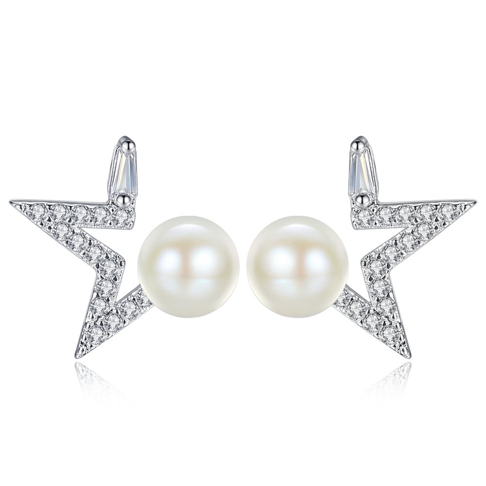 S925 pure silver pearl earrings for women, simple and fashionable pearl earrings, round personalized anti allergic ear buckle, tassel earrings