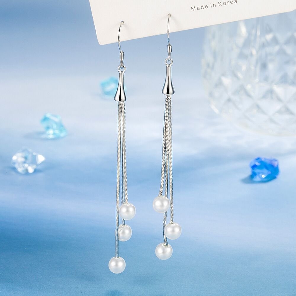 S925 pure silver pearl earrings, women's personalized new style, versatile pearl earrings, anti allergic and non fading ear hook accessories