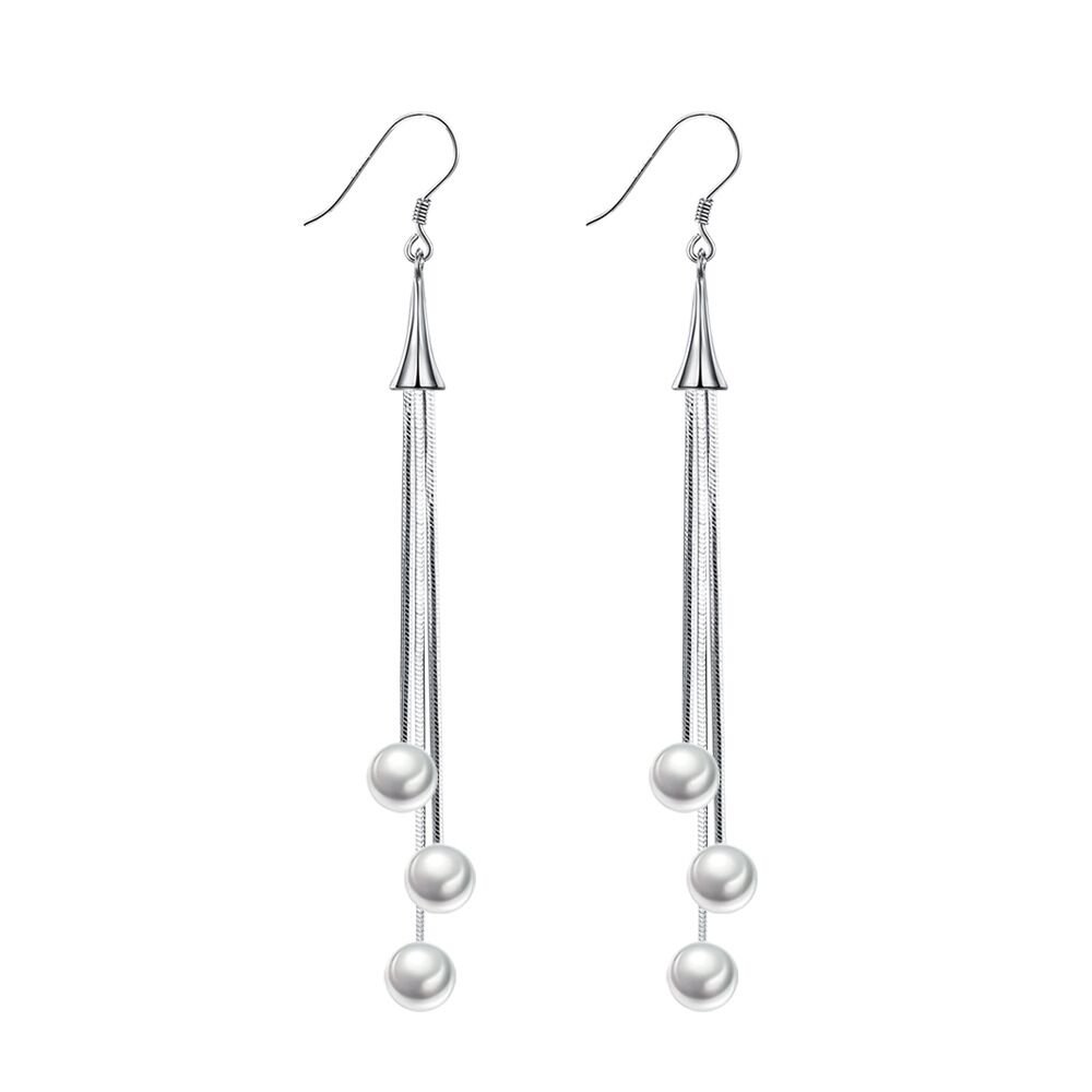 S925 pure silver pearl earrings, women's personalized new style, versatile pearl earrings, anti allergic and non fading ear hook accessories