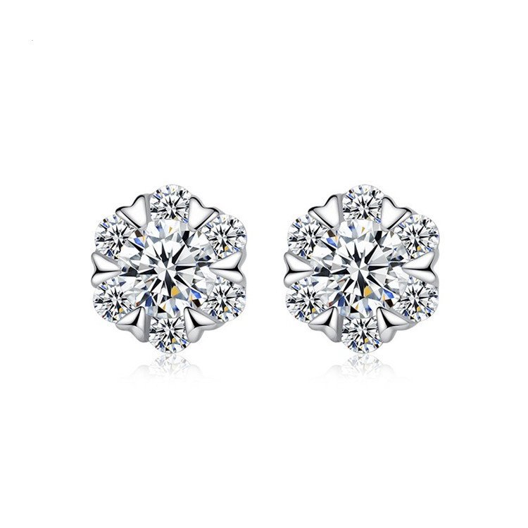 S925 pure silver snowflake earrings for women, simple, sweet and trendy earrings, anti allergic and non fading round ear buckle accessory