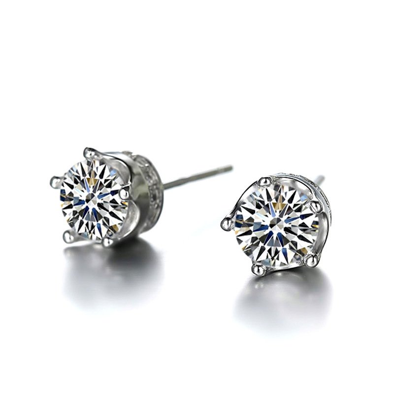 S925 pure silver temperament crown earrings for women, simple and sweet zircon earrings, anti allergic and fashionable tassel earrings accessories