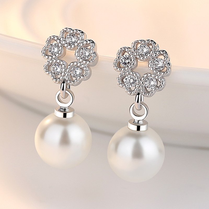 S925 pure silver temperament simple flower ear line women's fashionable non fading earrings anti allergy tassel earrings jewelry