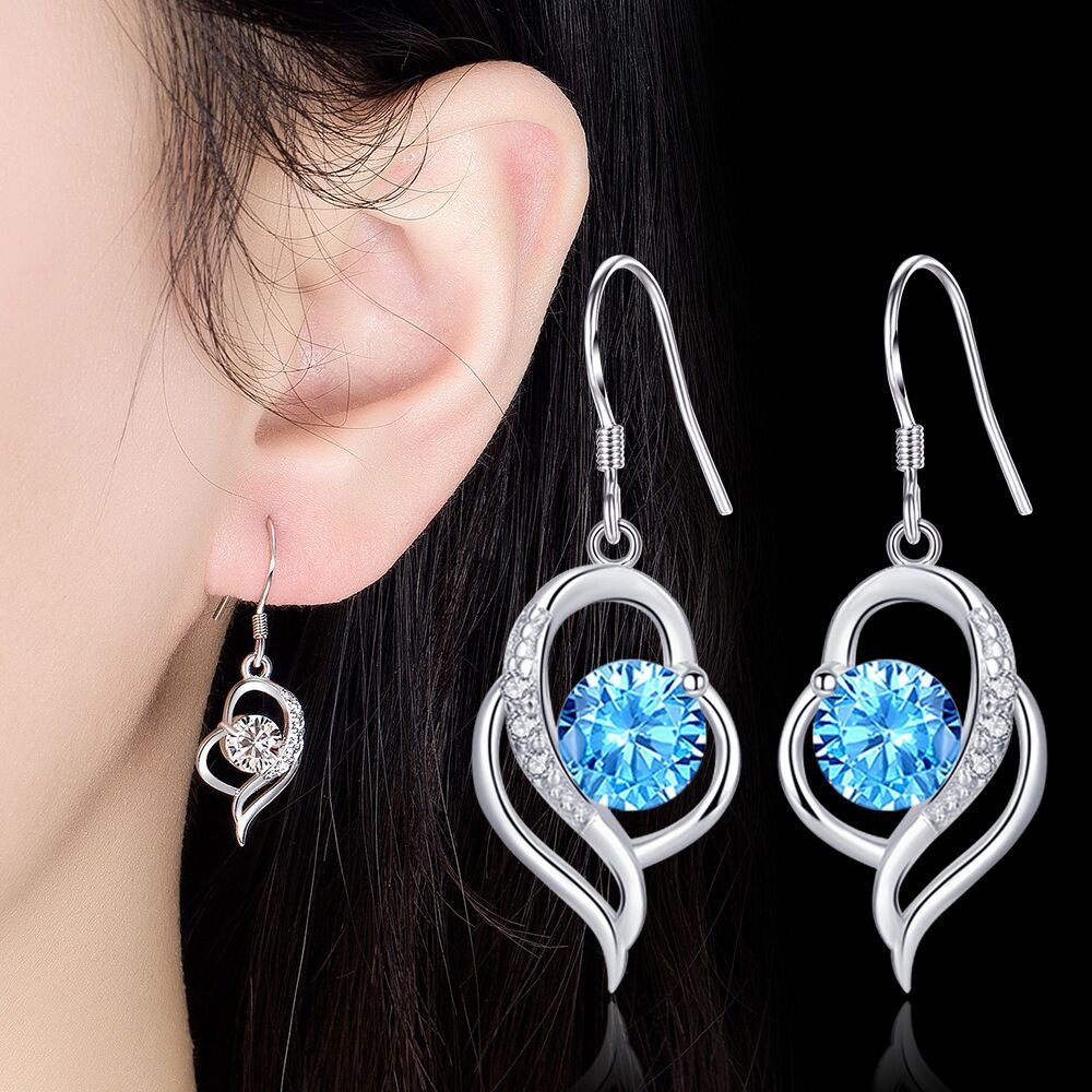 S925 silver Japanese and Korean minimalist temperament zircon earrings anti allergic and non fading fashionable earrings for women's love tassel earrings