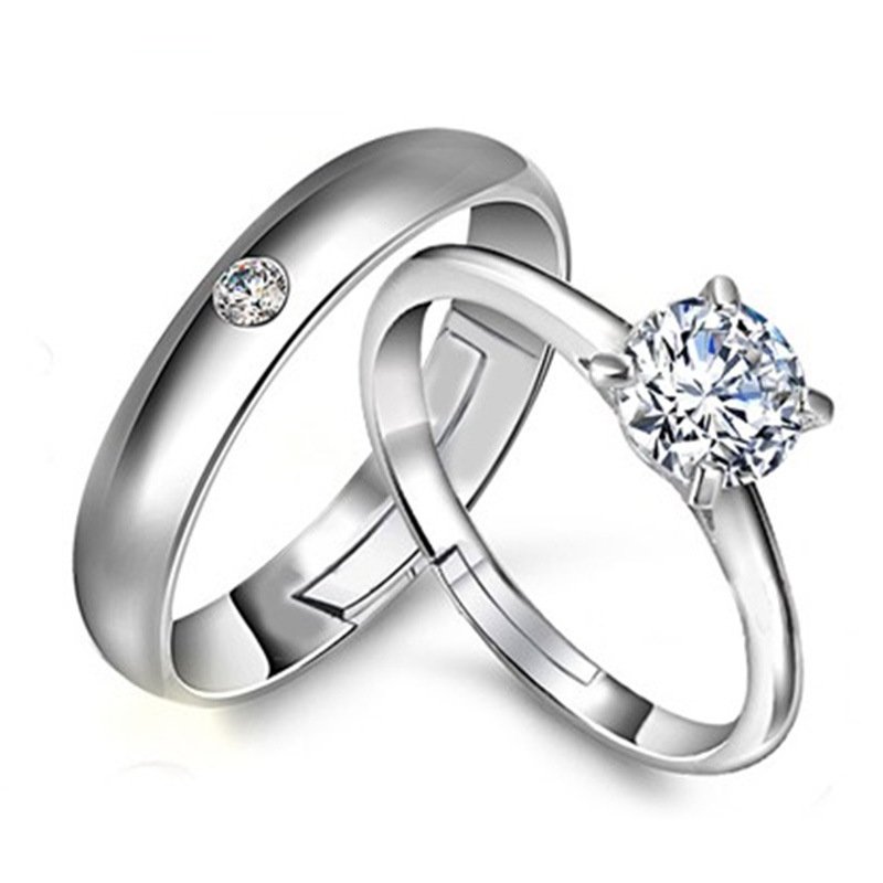 S925 silver couple ring with zircon inlay for men and women, non fading rings, wedding props and accessories