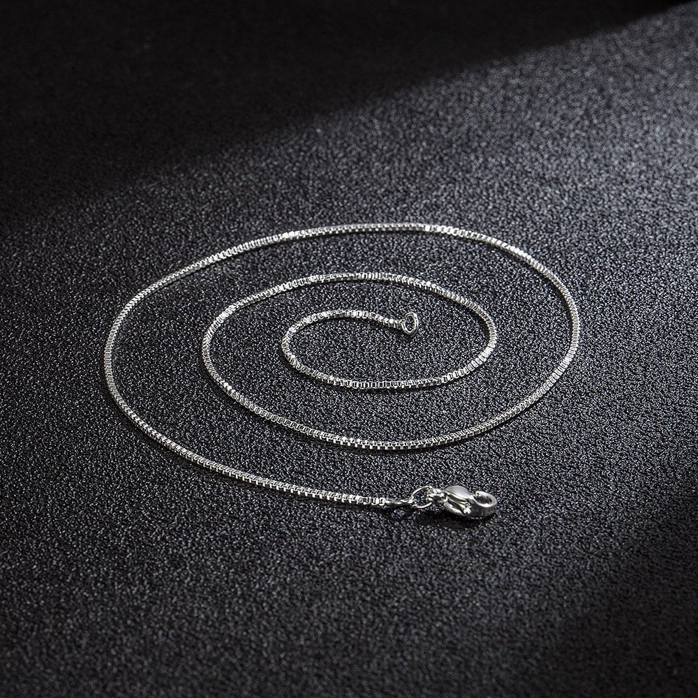 S925 silver necklace for women, simple without pendant, bare chain, geometric collarbone chain, melon seed chain accessory, matching chain, single chain accessory