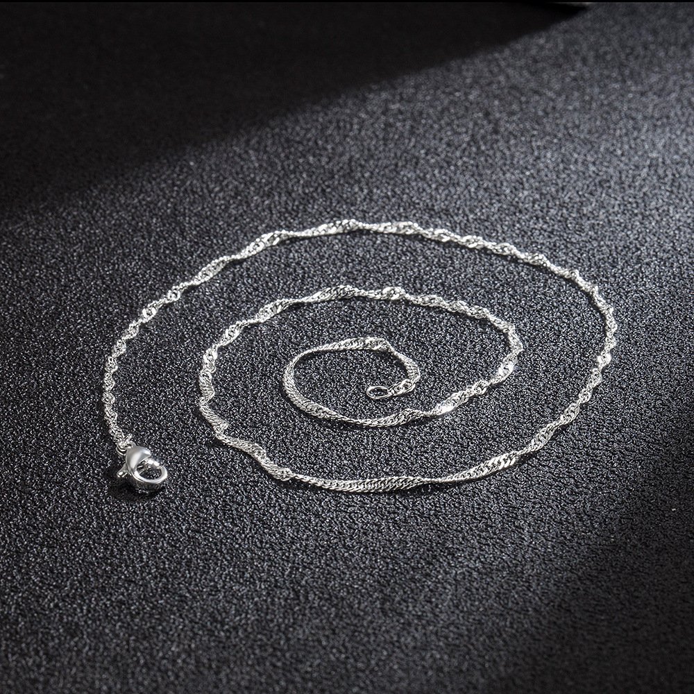 S925 silver necklace for women, simple without pendant, bare chain, geometric collarbone chain, melon seed chain accessory, matching chain, single chain accessory