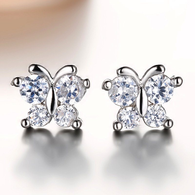 S925 sterling silver butterfly earrings for women, simple and versatile ear buckles, anti allergic and non fading tassel earrings, popular accessories