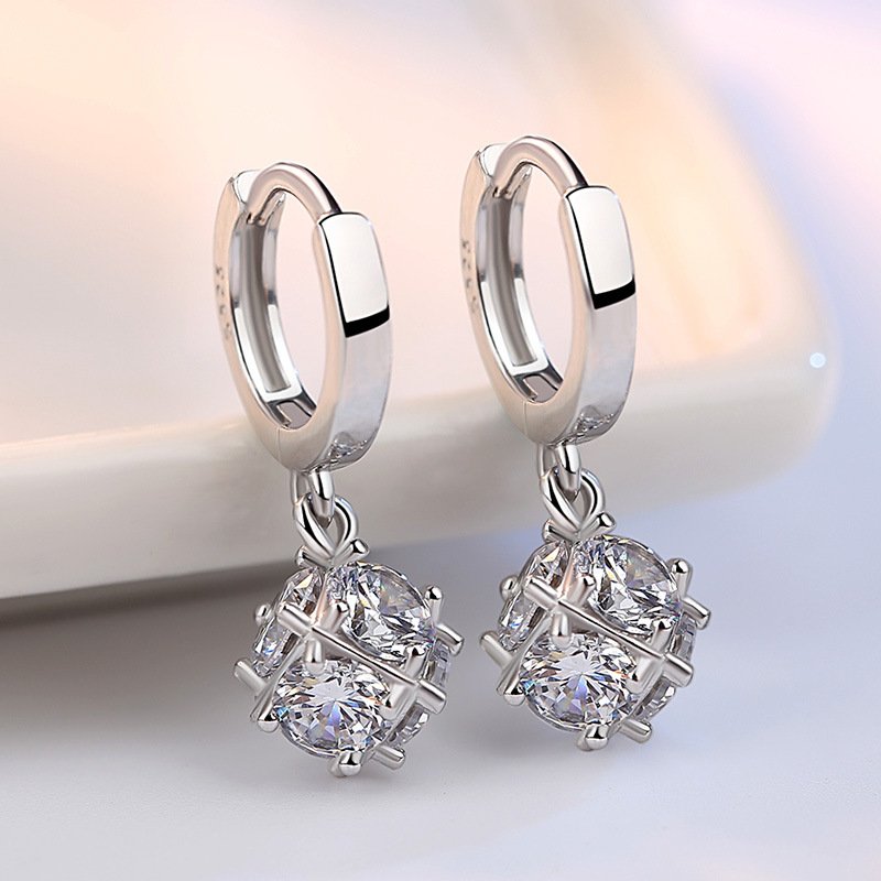 S925 sterling silver fashionable Rubik's Cube earrings for women, anti allergic and non fading earrings, internet famous temperament earrings buckle, tassel earrings