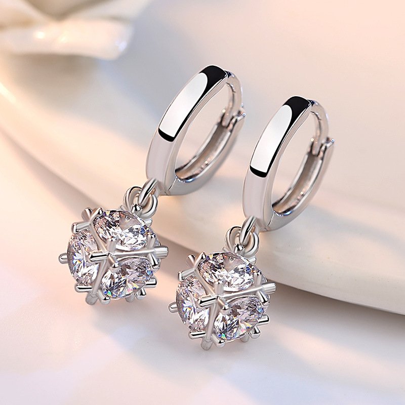 S925 sterling silver fashionable Rubik's Cube earrings for women, anti allergic and non fading earrings, internet famous temperament earrings buckle, tassel earrings