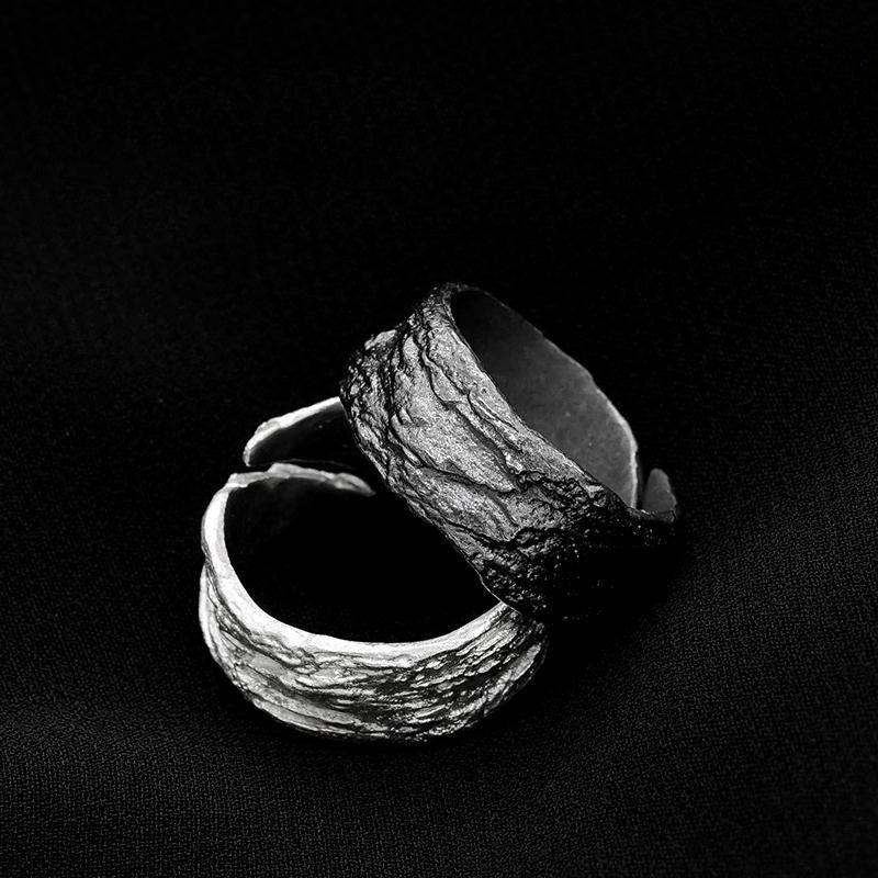 20022 Spring New S925 Silver Faulted Ring Design Original Dark Ring Jewelry