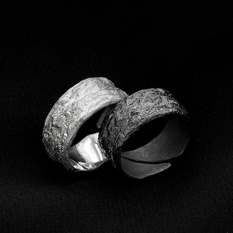 20022 Spring New S925 Silver Faulted Ring Design Original Dark Ring Jewelry