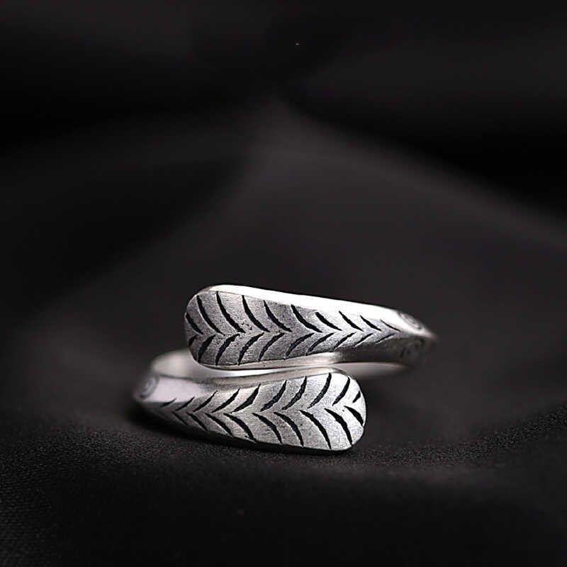 925 silver wind-driven water rising ring for couples, retro handmade living mouth ring, men's and women's matte antique silver jewelry