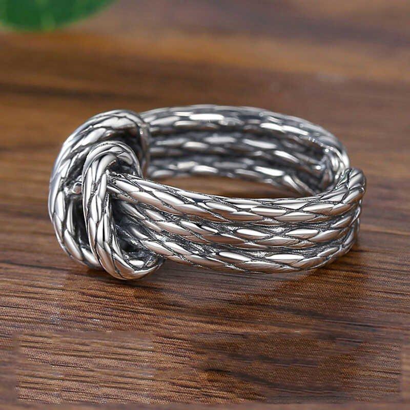 European and American fashion personality retro Fried Dough Twists woven ring female trendsetter index finger ring niche design open ring