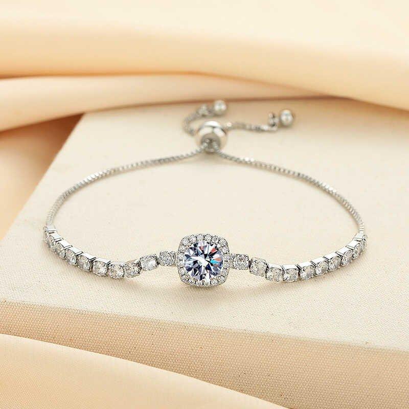 Korean style temperament square bag bracelet, women's pull-out small and exquisite imitation of moissanite, simple and high-end fashion jewelry