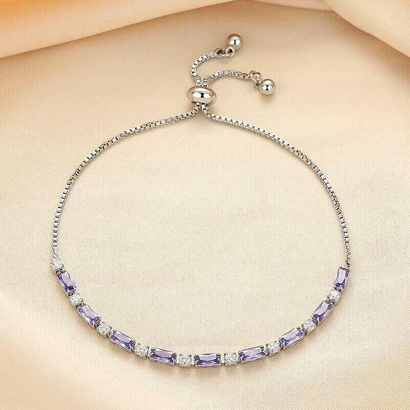 Korean style temperament square bag bracelet, women's pull-out small and exquisite imitation of moissanite, simple and high-end fashion jewelry