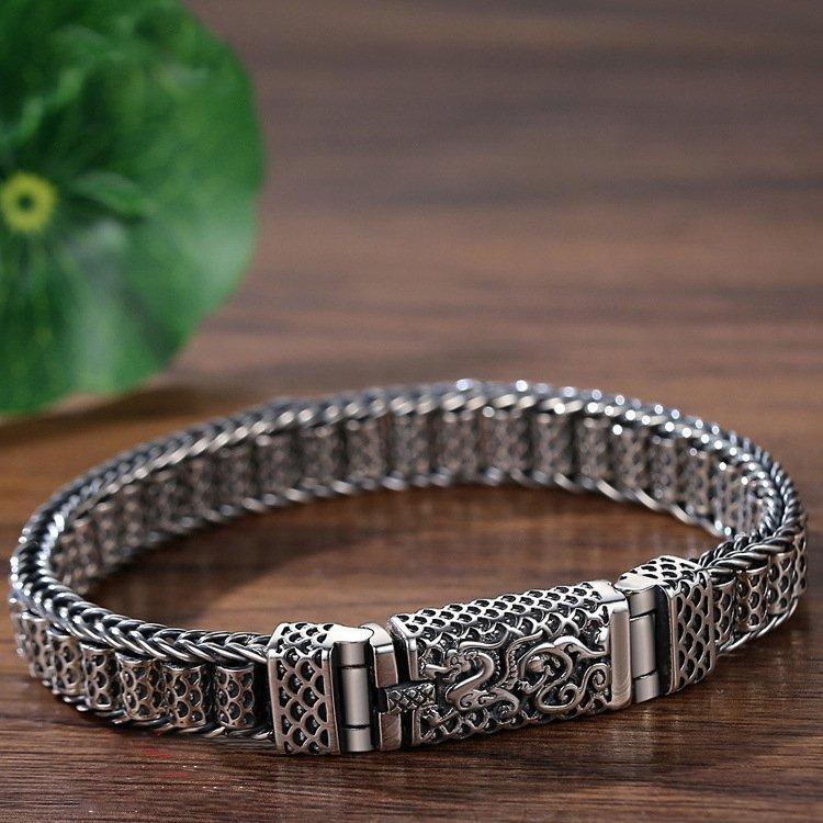 New nylon rotatable s925 silver handmade creative color bracelet male personality China-Chic retro