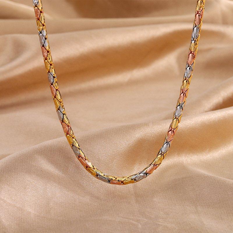 Precious copper gold-plated retro temperament niche design necklace electroplated gold Cuban bracelet