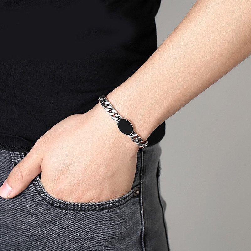 S925 Silver 2024 New Cuban Bracelet Men's Handsome Cool Weaving Simple, Small, Unique, Trendy, Hip Hop