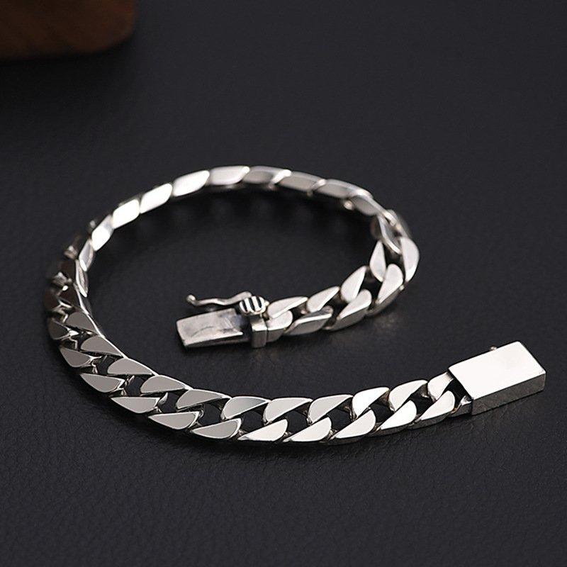 S925 Silver New Cuba Bracelet Men's Style European and American Rascal Handsome High end Sensational Hand Accessories Gift for Boyfriend Handsome and Versatile