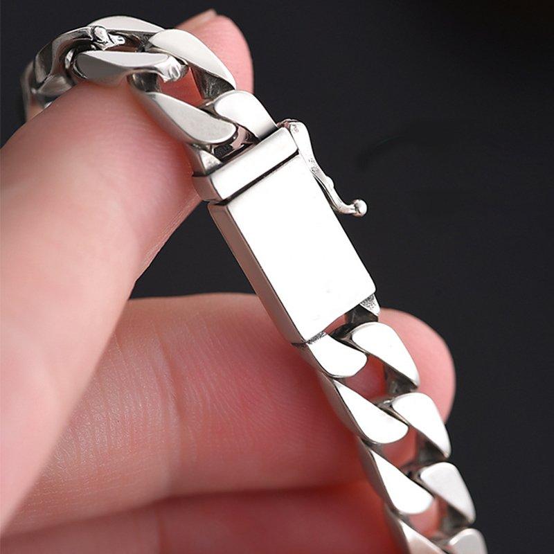 S925 Silver New Cuba Bracelet Men's Style European and American Rascal Handsome High end Sensational Hand Accessories Gift for Boyfriend Handsome and Versatile