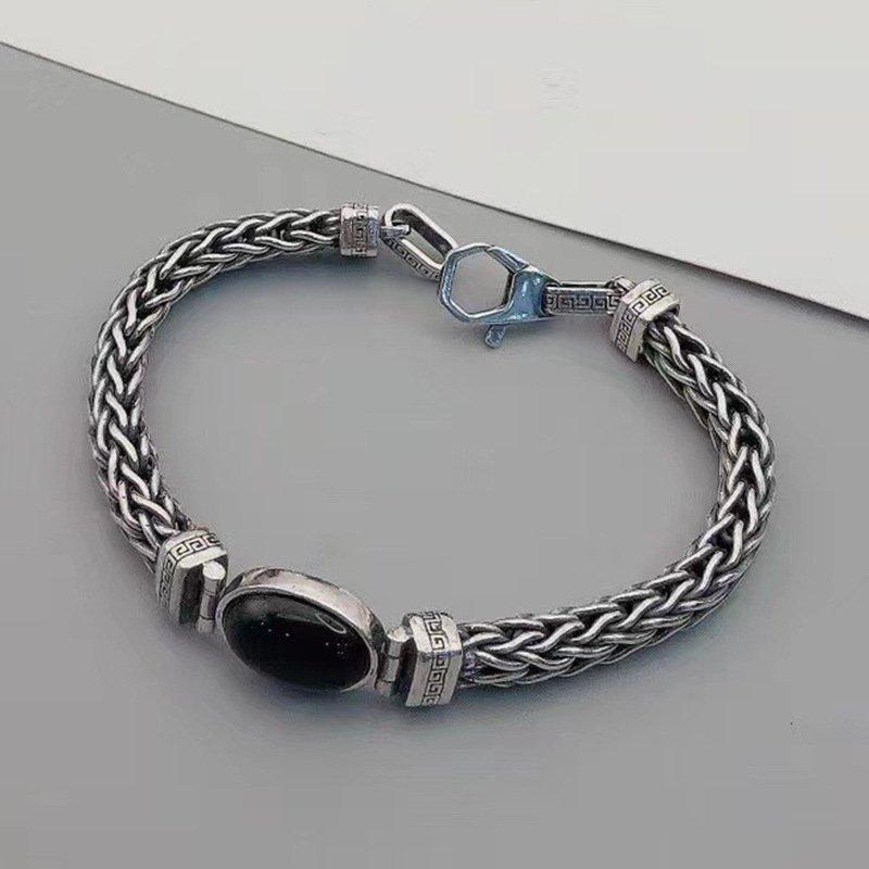 S925 Silver New Design Couple's Handmade Weaving Bracelet Vintage Bracelet Men's Personalized Versatile Handpiece