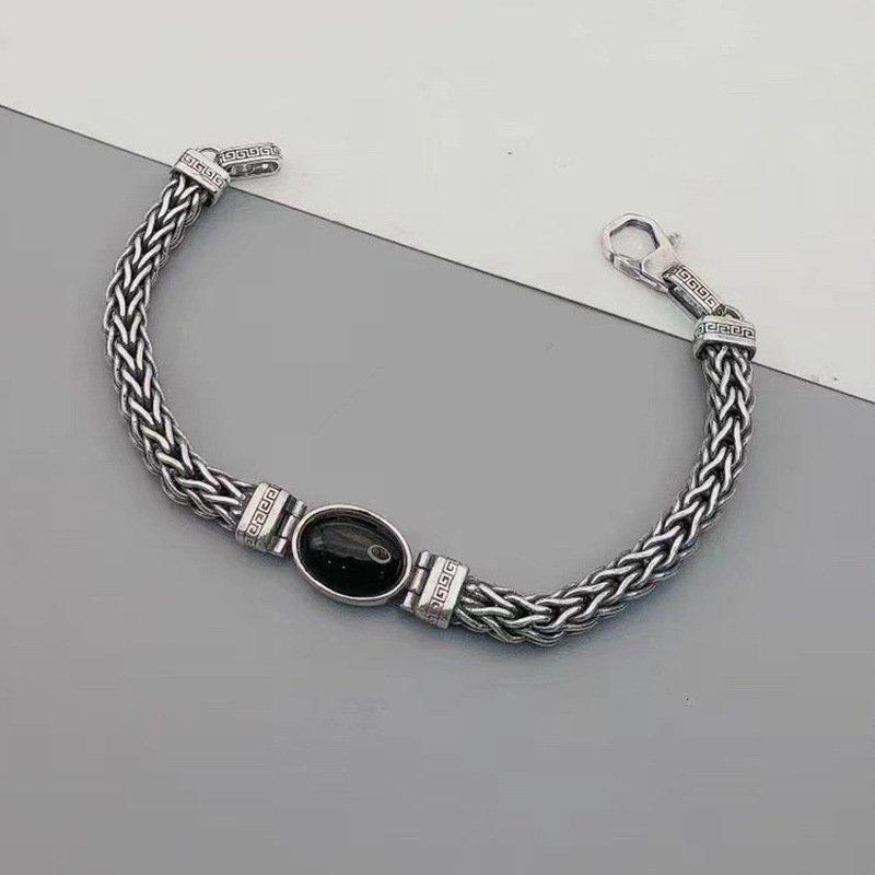 S925 Silver New Design Couple's Handmade Weaving Bracelet Vintage Bracelet Men's Personalized Versatile Handpiece