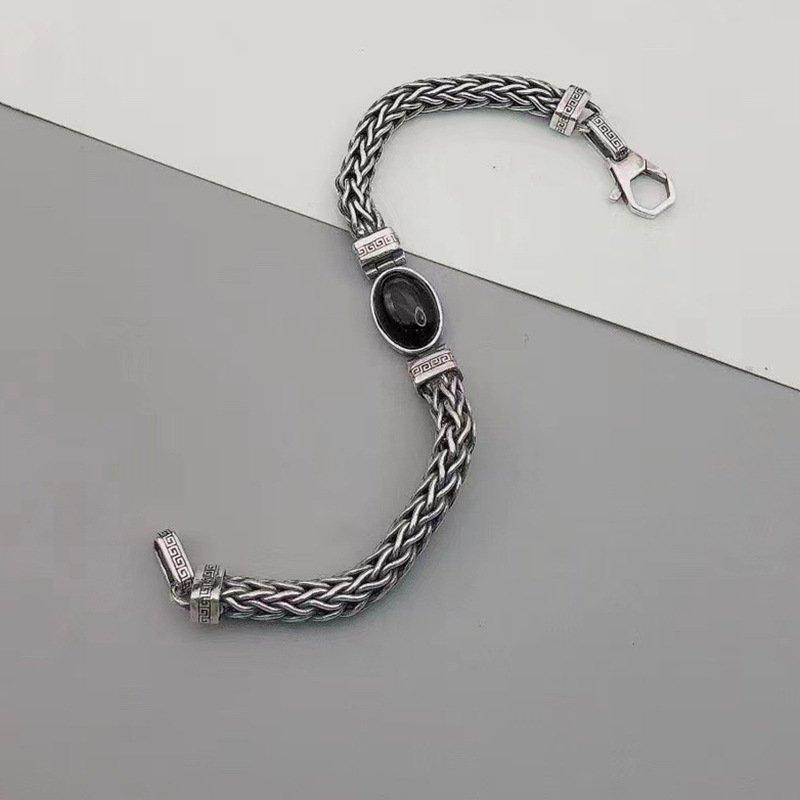 S925 Silver New Design Couple's Handmade Weaving Bracelet Vintage Bracelet Men's Personalized Versatile Handpiece