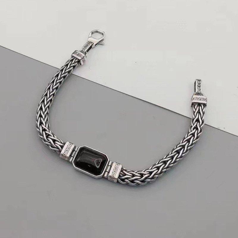 S925 Silver New Design Couple's Handmade Weaving Bracelet Vintage Bracelet Men's Personalized Versatile Handpiece