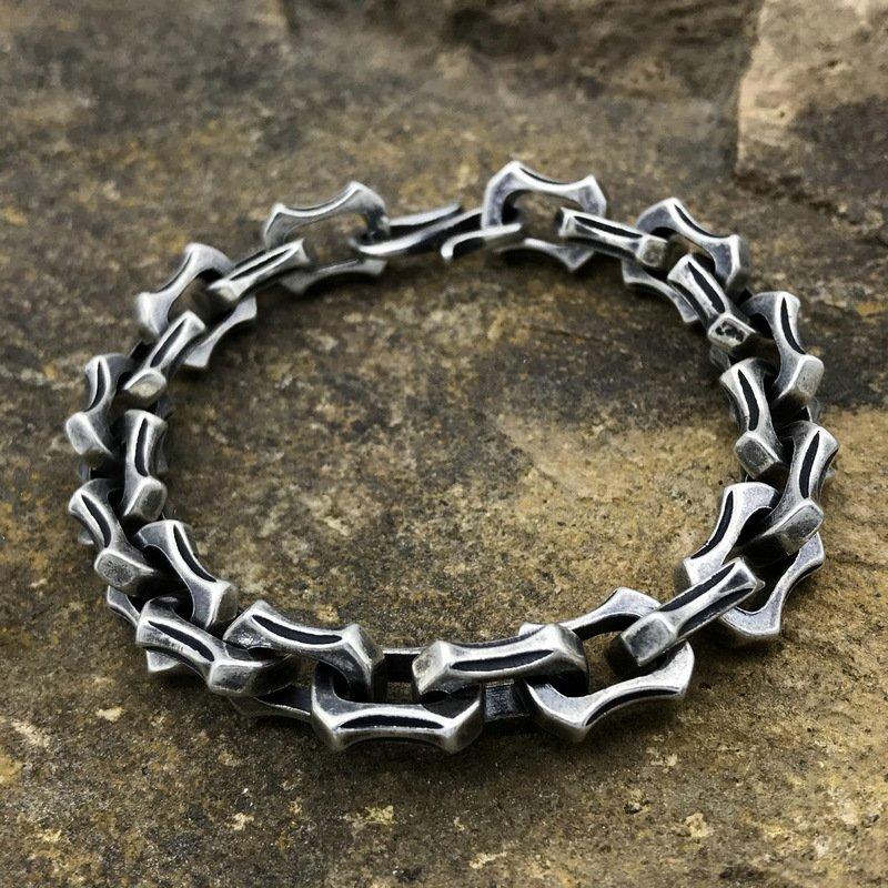 S925 Silver New Retro Buckle Dragon Bracelet Trendy Men's and Women's Couple's Dominance Classic Handsome Versatile Bracelet