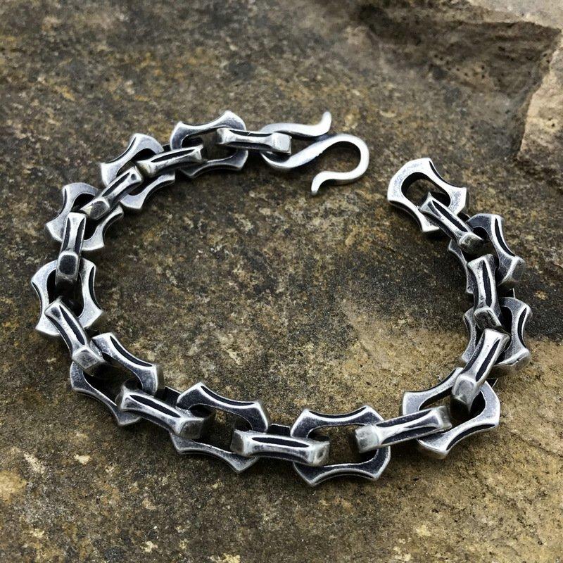 S925 Silver New Retro Buckle Dragon Bracelet Trendy Men's and Women's Couple's Dominance Classic Handsome Versatile Bracelet