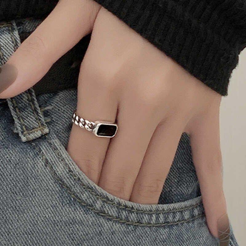 S925 Silver Retro Personalized Ring Art Wide Joint Finger Ring Neutral Cold Style Japanese and Korean Trendy Open Ring