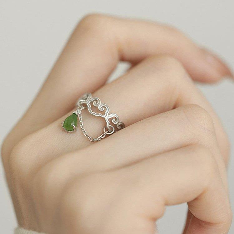 S925 Silver Water Drop Chain Xiangyun Ring for Women 2023 New Style High end, Small and Luxurious, Ideal