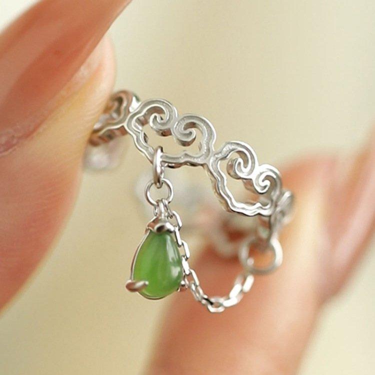 S925 Silver Water Drop Chain Xiangyun Ring for Women 2023 New Style High end, Small and Luxurious, Ideal