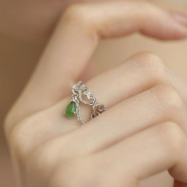 S925 Silver Water Drop Chain Xiangyun Ring for Women 2023 New Style High end, Small and Luxurious, Ideal