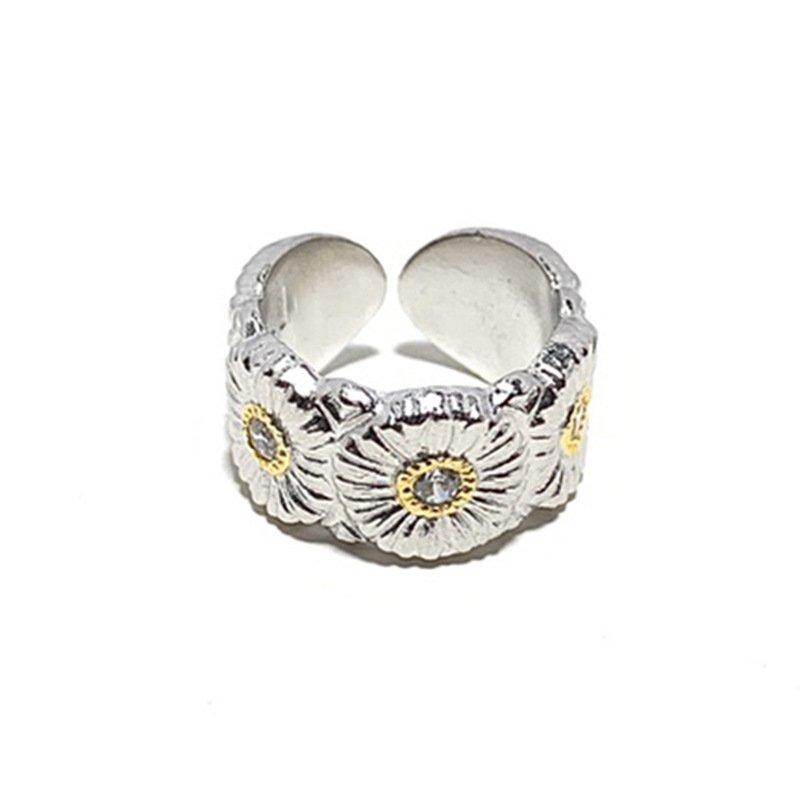 S925 Yinhua Youle 2022 Little Daisy Ring Quan Zhilong Same Style Adjustable Small Personality Male and Female Trending