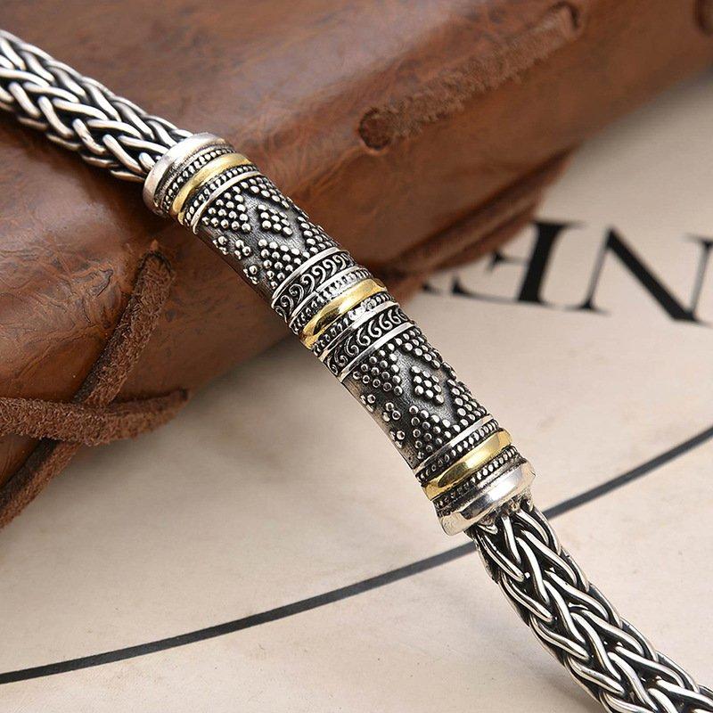 S925 silver new hand woven dragon bone men's bracelet retro creative personality high-end sense niche couple gift