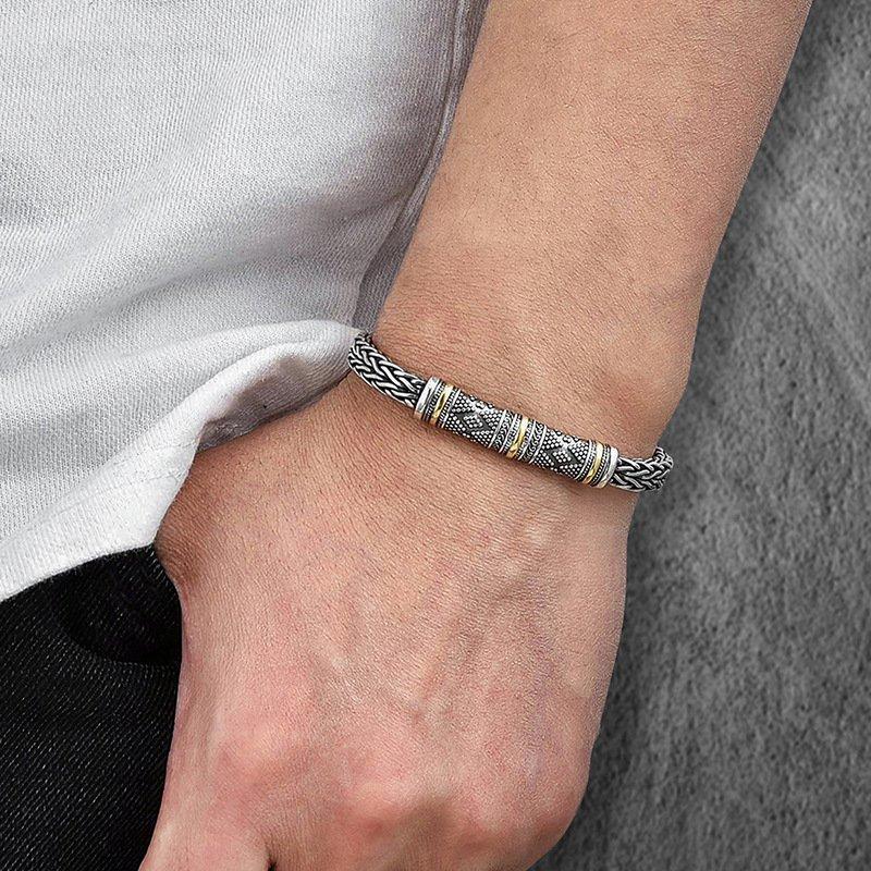 S925 silver new hand woven dragon bone men's bracelet retro creative personality high-end sense niche couple gift