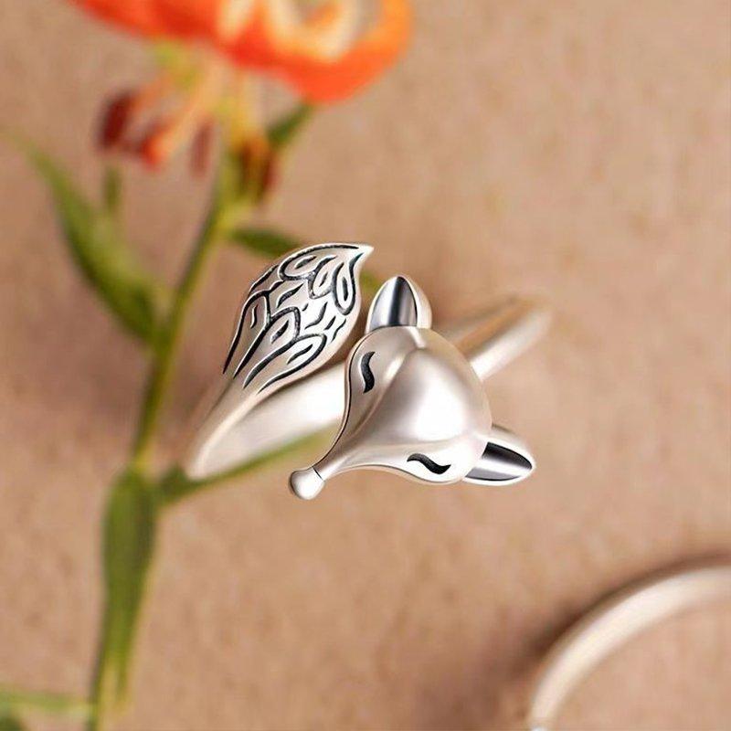 S925 silver new little fox ring, middle finger, index finger, single cute ring, niche opening adjustable design