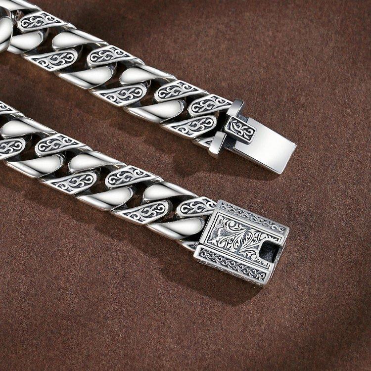 Tangcao s925 Silver Punk Nude Bracelet Korean Edition Fashion Couple Bracelet with Engravable Words for Boyfriend Gift