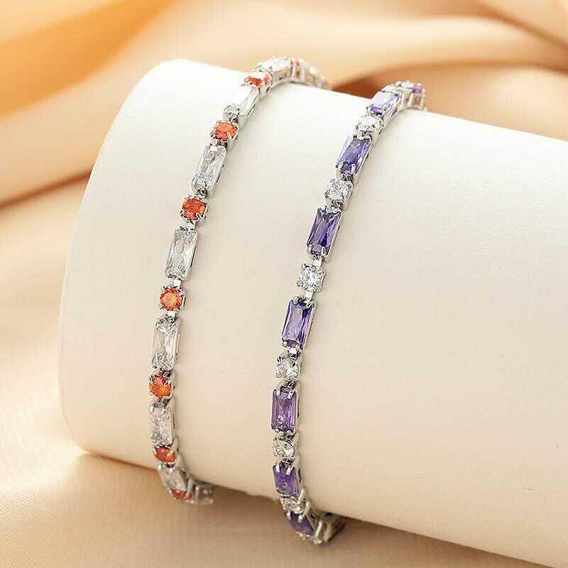 Temperament purple moissanite bracelet for women, with a light luxury and high-end feel. Pull up bracelet for 2024 new trend and fashion