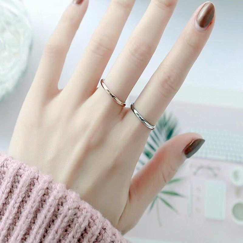 2mm titanium steel thin ring for women, Korean version niche ring, internet famous and popular European and American stainless steel smooth couple ring