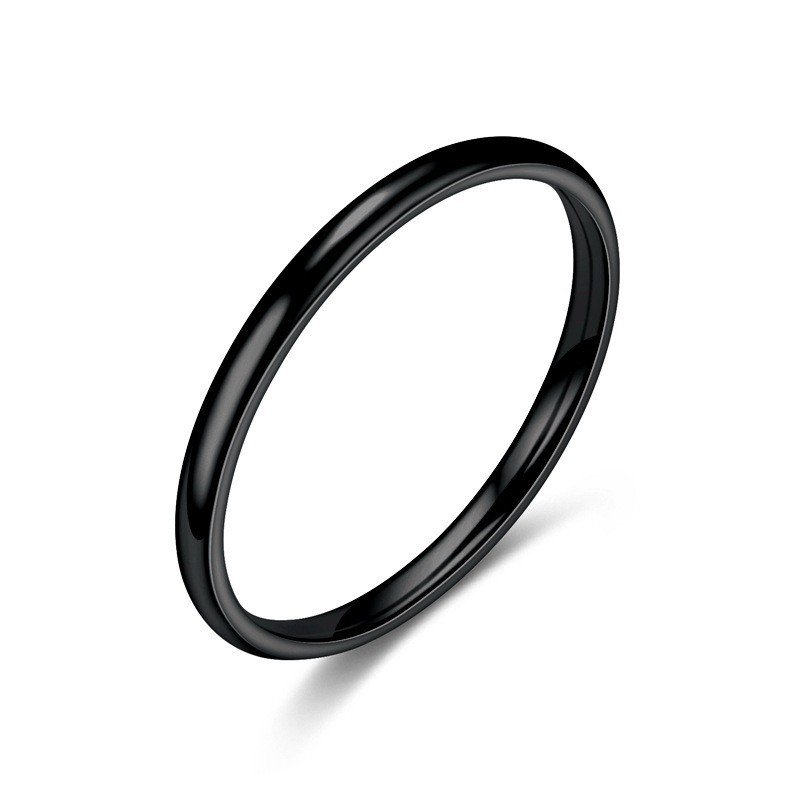 2mm titanium steel thin ring for women, Korean version niche ring, internet famous and popular European and American stainless steel smooth couple ring