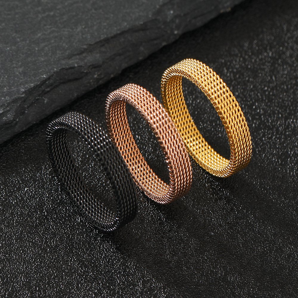 4mm mesh deformable ring, fashionable and versatile design, titanium steel ring, stainless steel ring jewelry