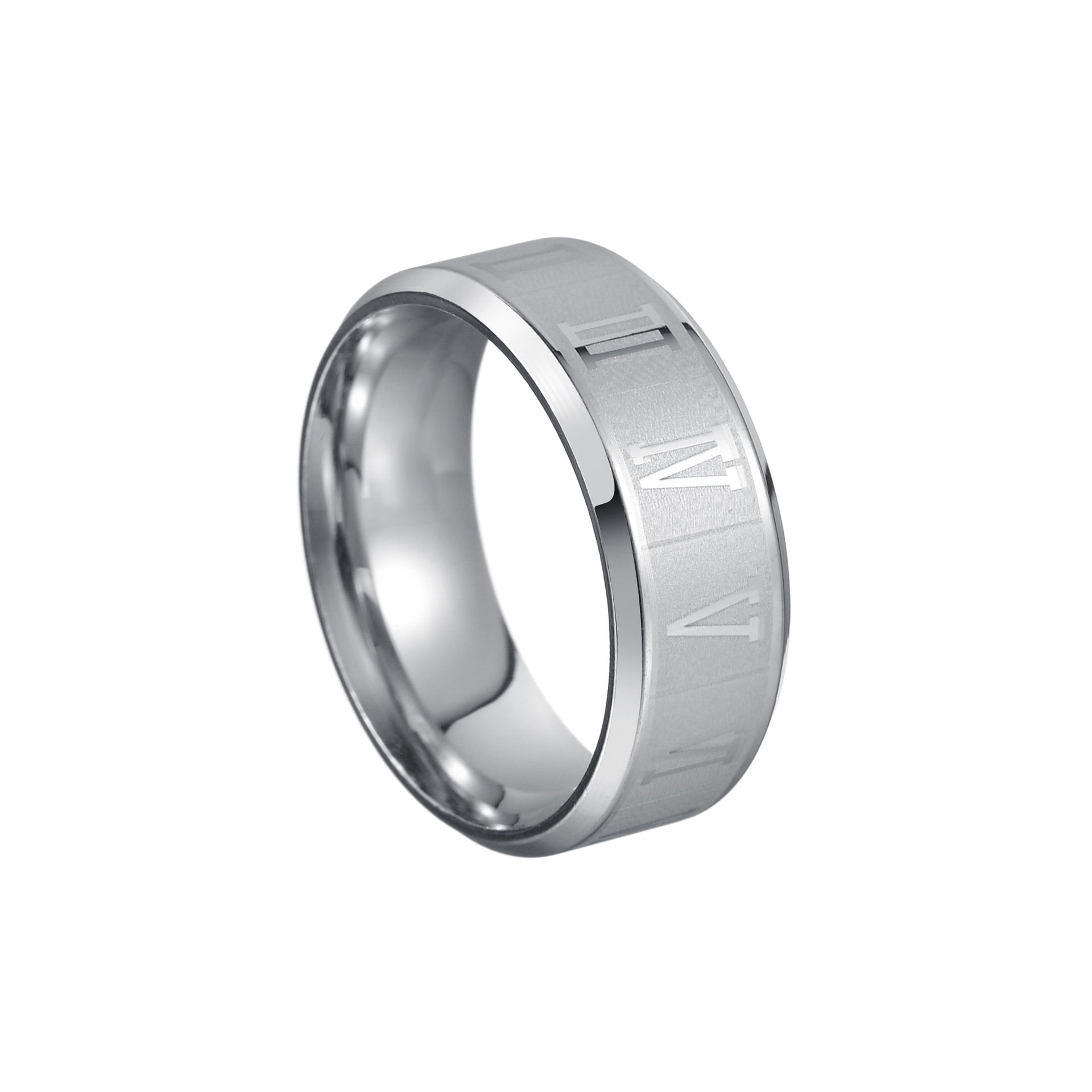 8mm wide Roman numeral stainless steel ring in US size, vacuum electroplated ring, popular European and American jewelry